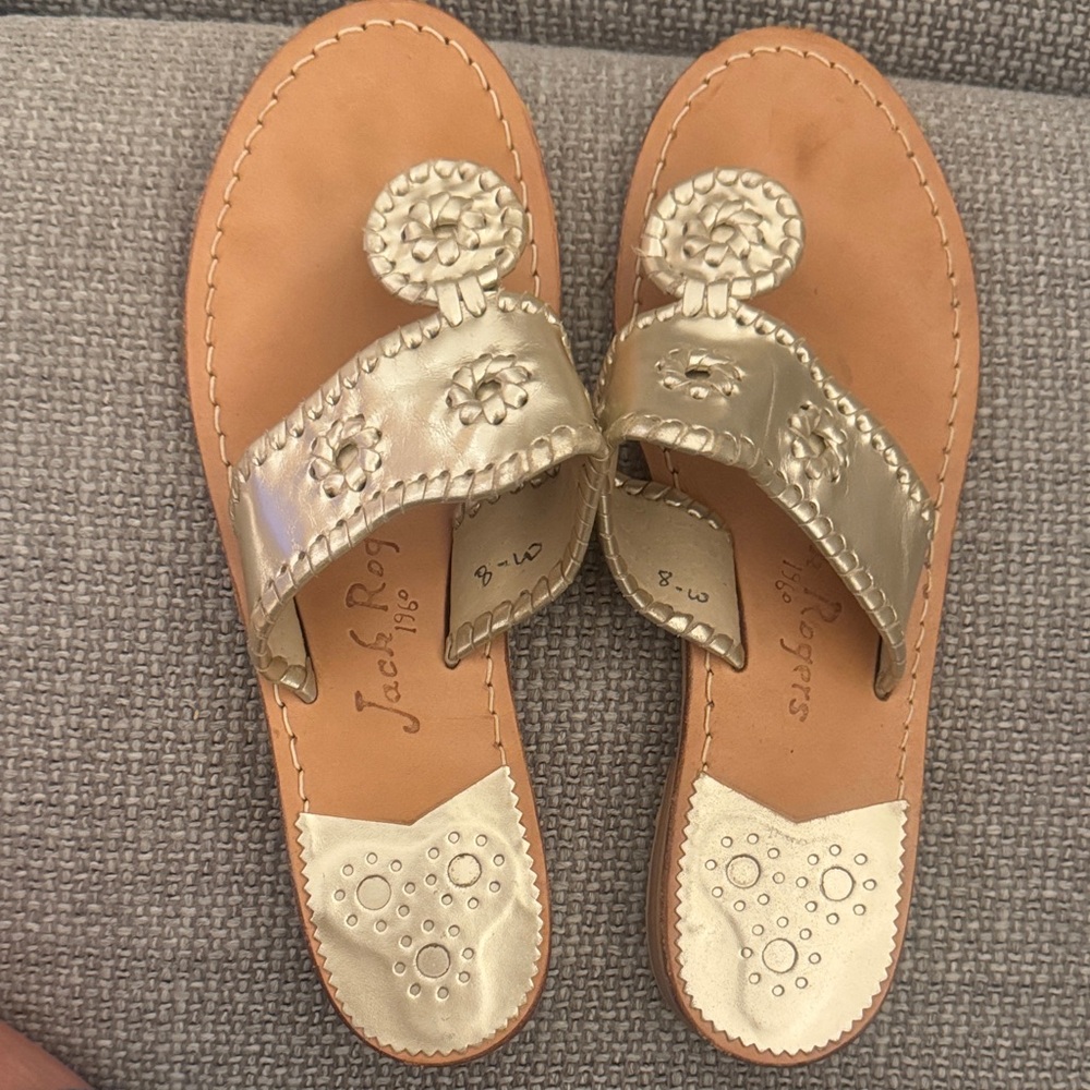 Joch Rogers Metallic Gold Leather Thong Sandals - Women 8W